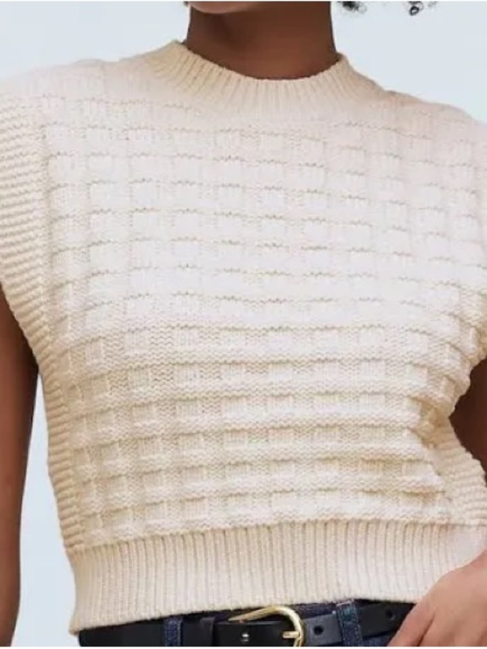 Madewell Cream Textured Knit Sleeveless Top